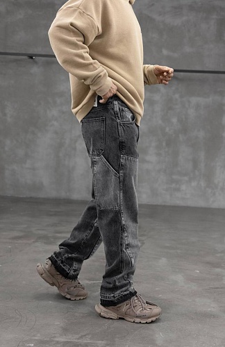 Модные мужские джинсы с боковыми карманами на штанине