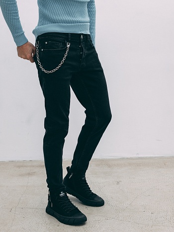Мужские модные джинсы в черном цвете